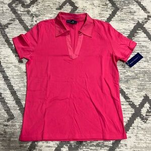 Karen Scott Pink V-neck Collor Tee
